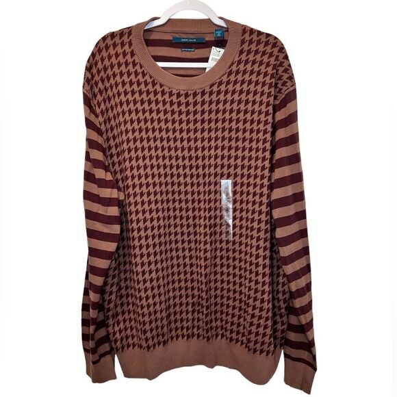 PERRY ELLIS Brown Houndstooth Men’s Crew Neck Sweater Size 3X - Picture 1 of 6